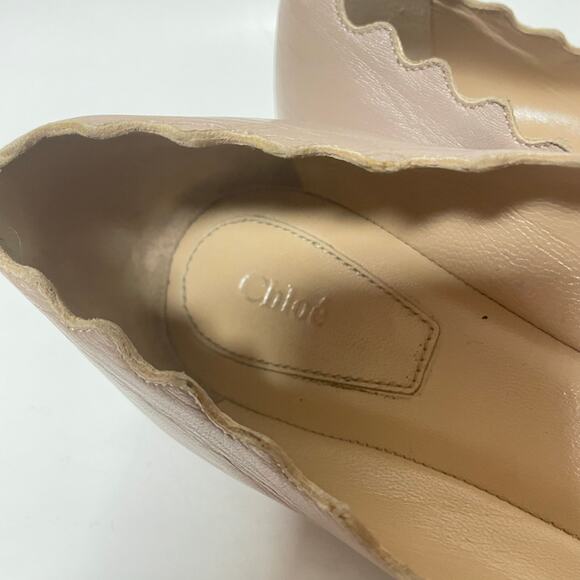 Chloe Scallop Edge Ballet Flat Nude Beige Size EU 38/US 8 - Picture 8 of 9
